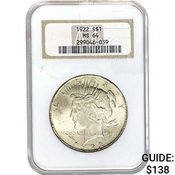 1922 Peace Dollar GSA MS64