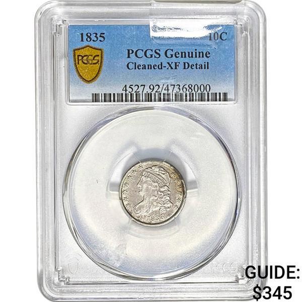 1835 10C PCGS Genuine Cleaned-XF Detail