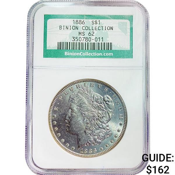 1886 Morgan Silver Dollar Binion MS62