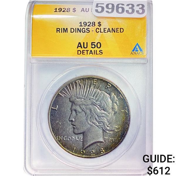 1928 Peace Dollar ANACS AU50 Details