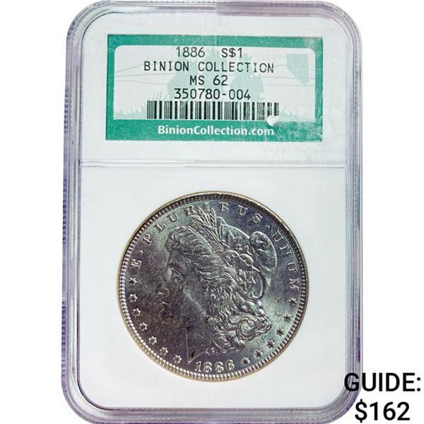 1886 Morgan Silver Dollar Binion MS62
