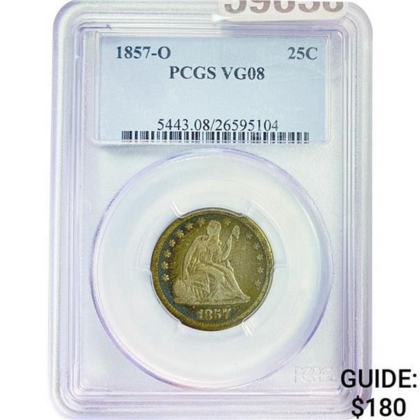 1857-O Seated Liberty Quarter PCGS VG08
