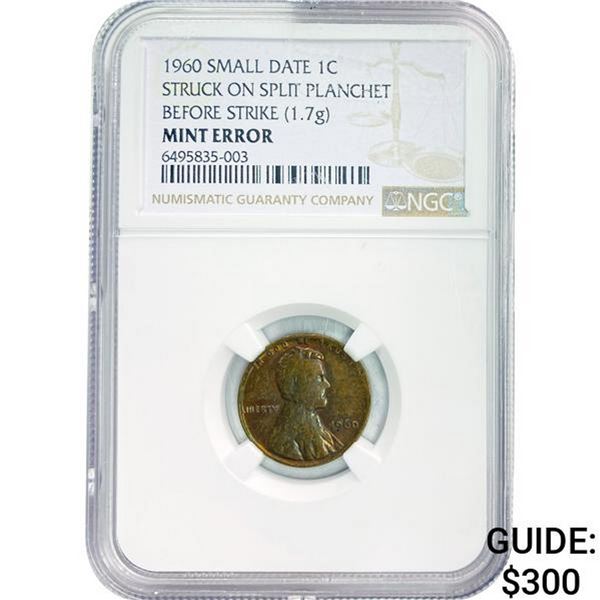 1960 1C Small Date Error NGC Mint Error