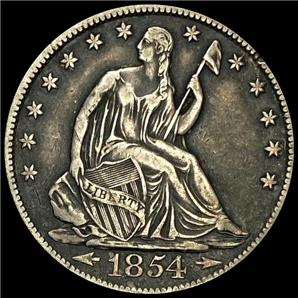 CLOSELY UNCIRCULATED 1854-O Silver Half Dollar (Seated Liberty)