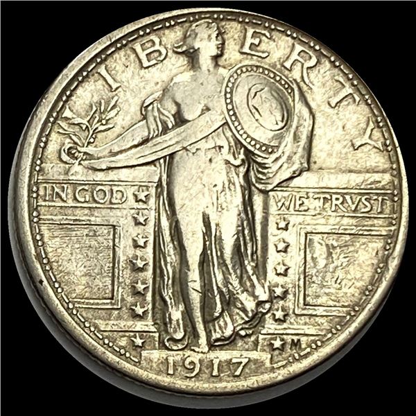 NEARLY UNCIRCULATED 1917 Type 1 Standing Liberty Silver Quarter