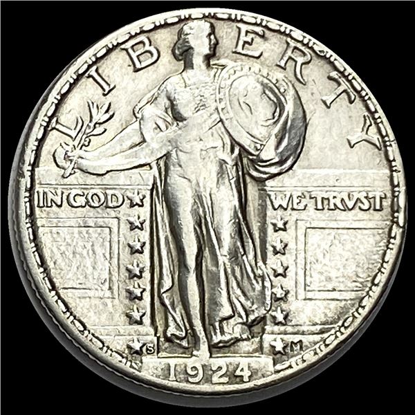 CLOSELY UNCIRCULATED 1924-S Silver Standing Liberty Quarter