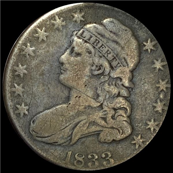 NICELY CIRCULATED 1833 Silver Capped Bust Half Dollar