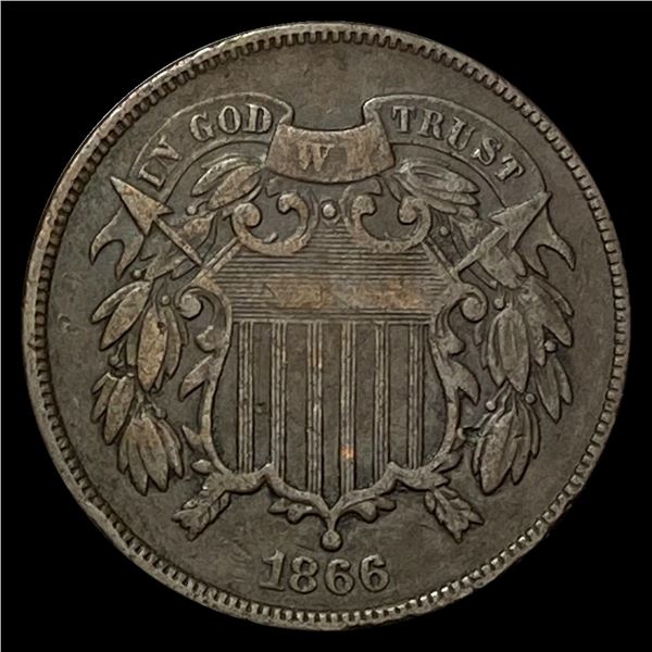 CLOSELY UNCIRCULATED 1866 Two-Cent Piece