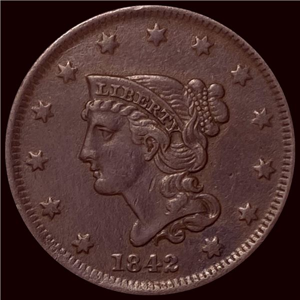 CLOSELY UNCIRCULATED 1842 Braided Hair Large Cent