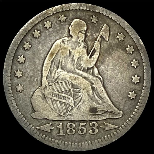 NICELY CIRCULATED 1853 Arrows Seated Liberty Silver Quarter