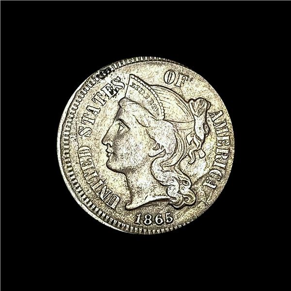 NEARLY UNCIRCULATED 1865 Nickel Three-Cent Piece