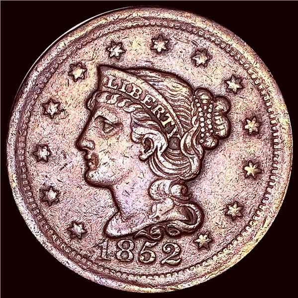 CLOSELY UNCIRCULATED 1852 Braided Hair Large Cent