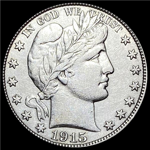NEARLY UNCIRCULATED 1915-D Silver Barber Half Dollar