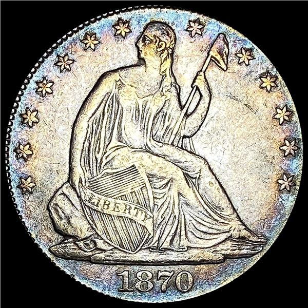 CLOSELY UNCIRCULATED 1870 Seated Liberty Half Dollar