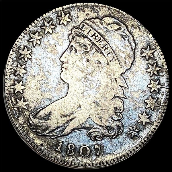 NICELY CIRCULATED 1807 Silver Capped Bust Half Dollar