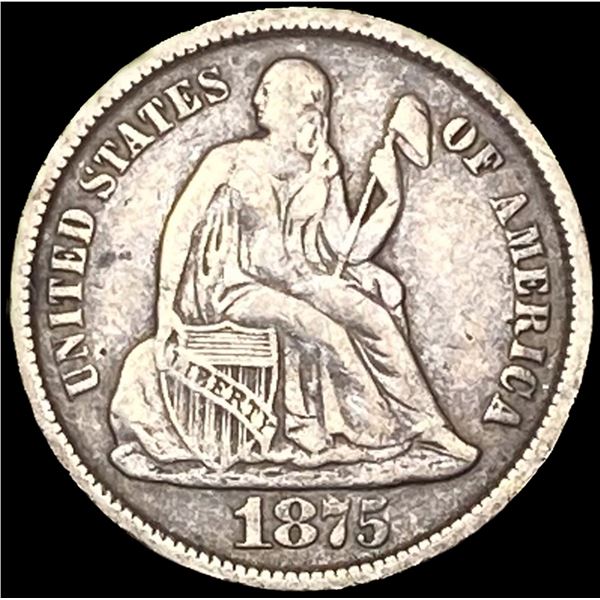 NEARLY UNCIRCULATED 1875-CC Silver Seated Liberty Dime