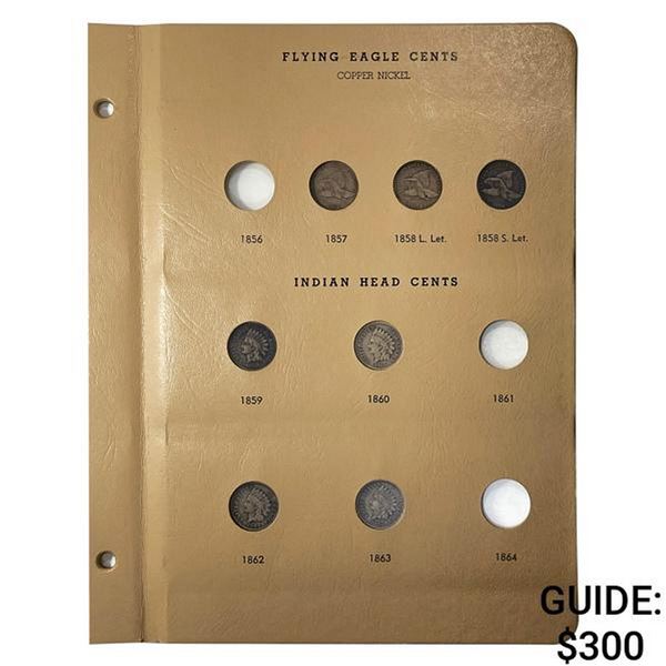1857-1909 Indian Head & Flying Eagle Cents Album [47] Coins