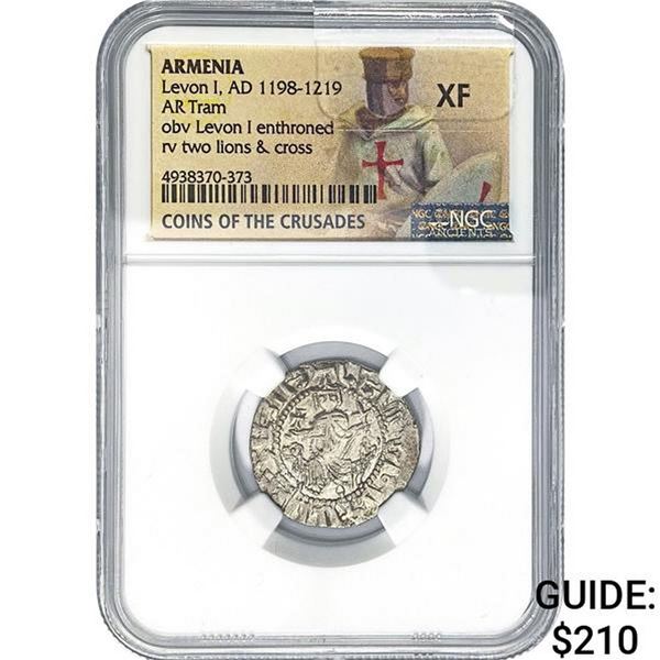 Armenia Levon I, AD 1198-1219 Silver Tram NGC XF