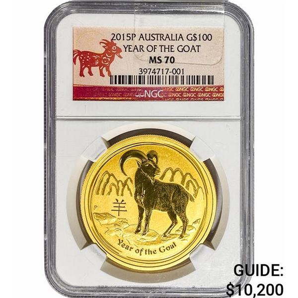 2015P Australia 1oz Gold $100 Goat NGC MS70