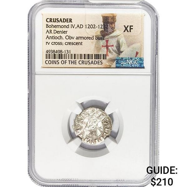 Crusader Bohemond IV, AD 1202-1232 Silver Denier NGC