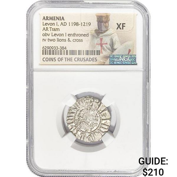 Armenia Levon I, AD 1198-1219 Silver Tram NGC XF
