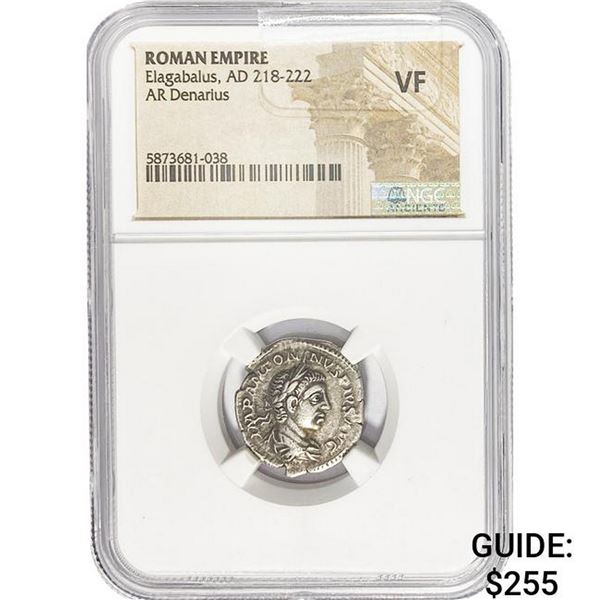 Roman Elagabalus, AD 218-22 Silver Denarius NGC