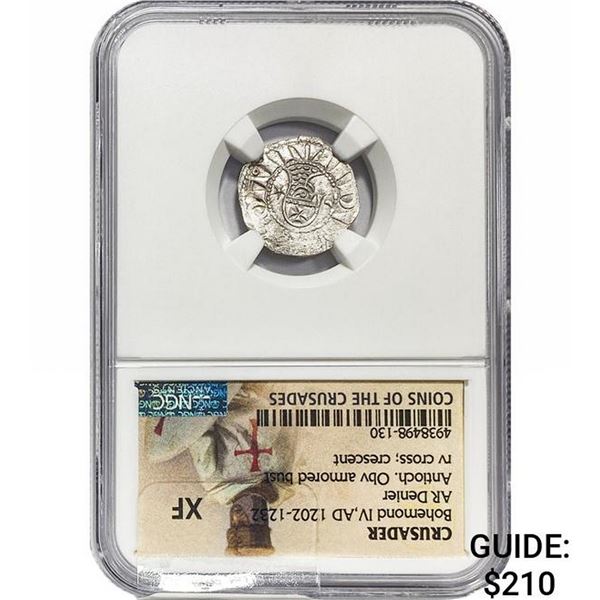 Crusader Bohemond IV, AD 1202-1232 Silver Denier NGC