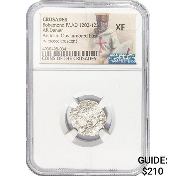 Crusader Bohemond IV, AD 1202-1232 Silver Denier NGC