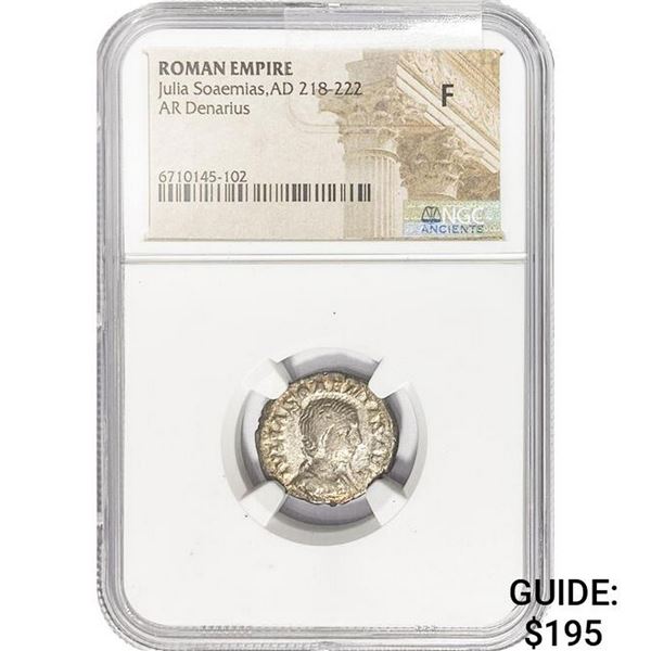 Roman Julia Soaemias, AD 218-222 Silver Denarius NGC
