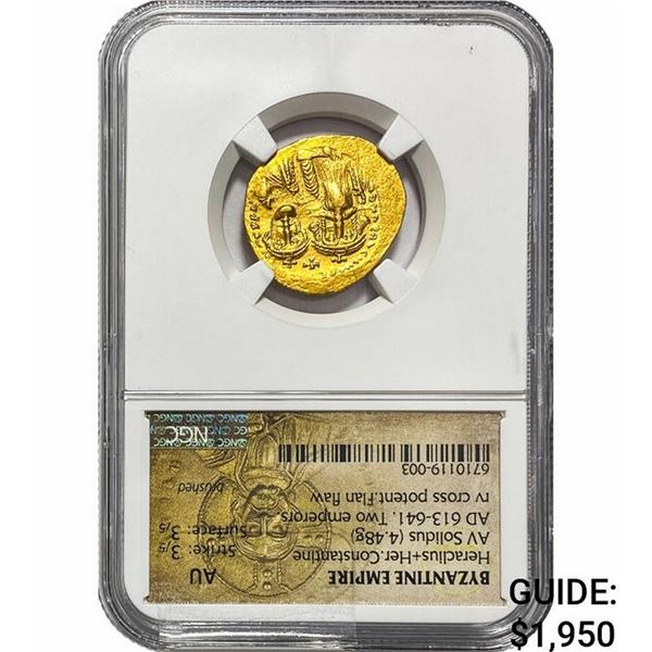 Byzantine Heraclius/Her. Constantine Gold Solidus NGC
