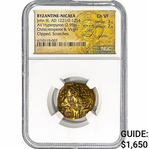 Byzantine John III, AD 1221-1254 Gold Hyperpyron NGC