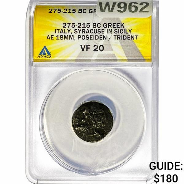 Greek Hieron II 275-215 BC Bronze 18MM ANACS VF20