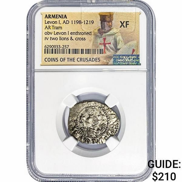 Armenia Levon I, AD 1198-1219 Silver Tram NGC XF