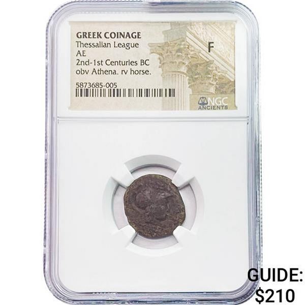 Greek Thessalian League 2nd-1st Century BC Bronze NGC