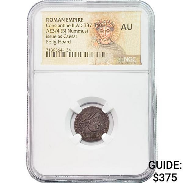 Roman Constantine II, AD 337-340 AE3/4 BI Nummus NGC