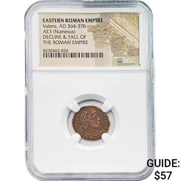 East Roman Valens, AD 364-378 AE3 Nummus NGC