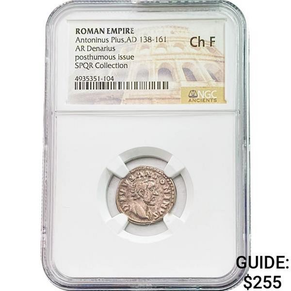 Roman Antoninus Pius, AD 138-161 Silver Denarius NGC
