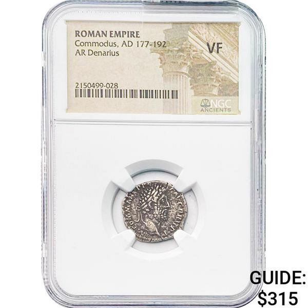Roman Commodus, AD 177-192 Silver Denarius NGC