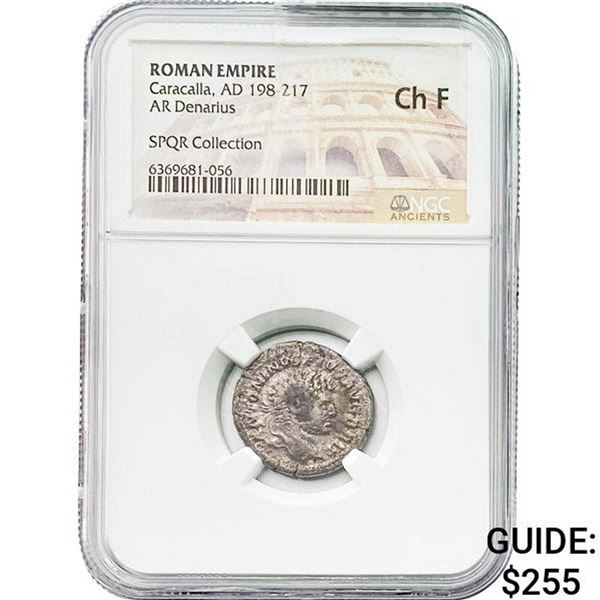 Roman Caracalla, AD 198-217 Silver Denarius NGC
