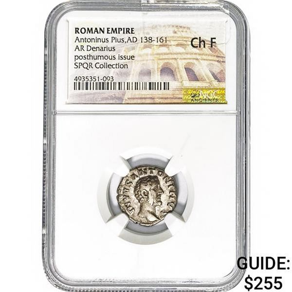Roman Antoninus Pius, AD 138-161 Silver Denarius NGC