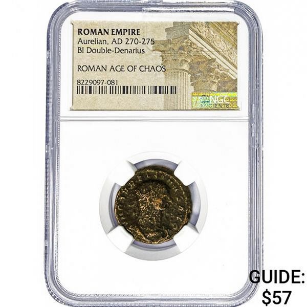 Roman Aurelian, AD 270-275 BI Double-Denarius NGC