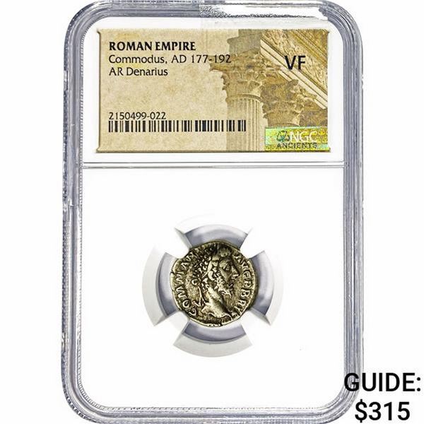 Roman Commodus, AD 177-192 Silver Denarius NGC