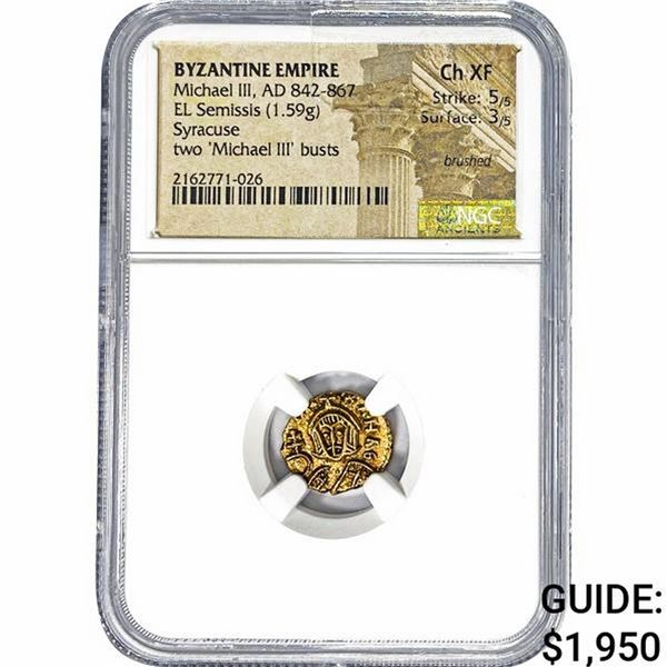 AD 842-867 Byzantine .051oz Gold Semissis NGC