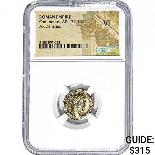 Roman Commodus, AD 177-192 Silver Denarius NGC