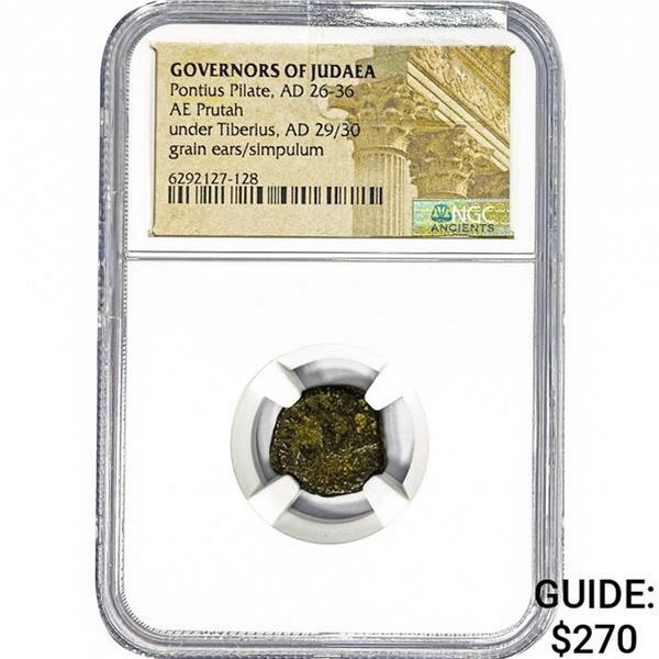 Judaea Pontius Pilate, AD 26-36 Bronze Prutah NGC