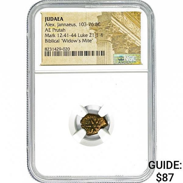 Judaea Alex. Jannaeus 103-76 BC Widow's Mite" NGC