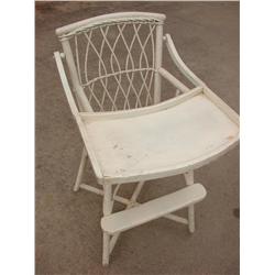 Antique Child's Wood & Wicker High Chair