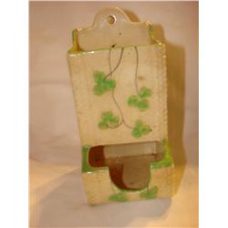 Antique Porcelain Match Holder w/Shamrocks