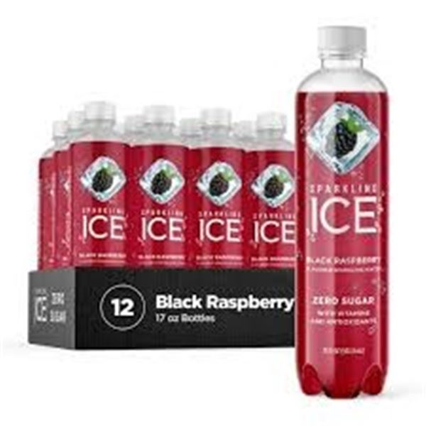 NEW 12 X 17 OZ SPARKLING ICE BLACK RASPBERRY