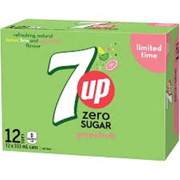 NEW 12 X 355ML ZERO SUGAR GRAPEFRUIT 7 UP